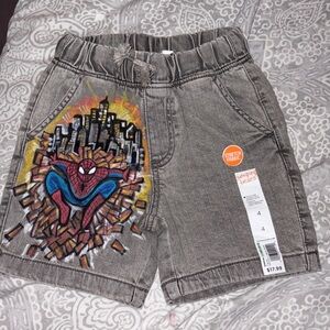 Kids Spider-Man @handpaintedbyME Grey Denim Shorts